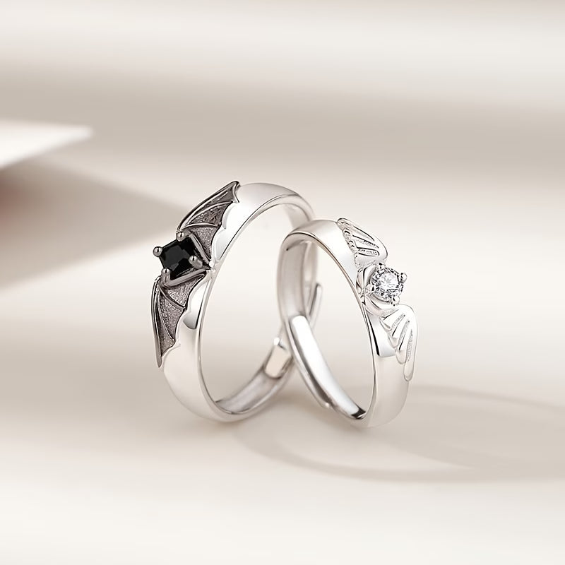 Demon & Angel Couple Rings Set – 2pcs Gothic Promise Rings