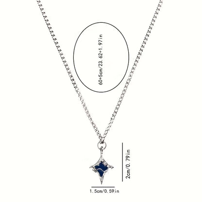 Avant-Garde Lake Blue Cross Star Necklace – Hip Hop Snake Chain, Unisex