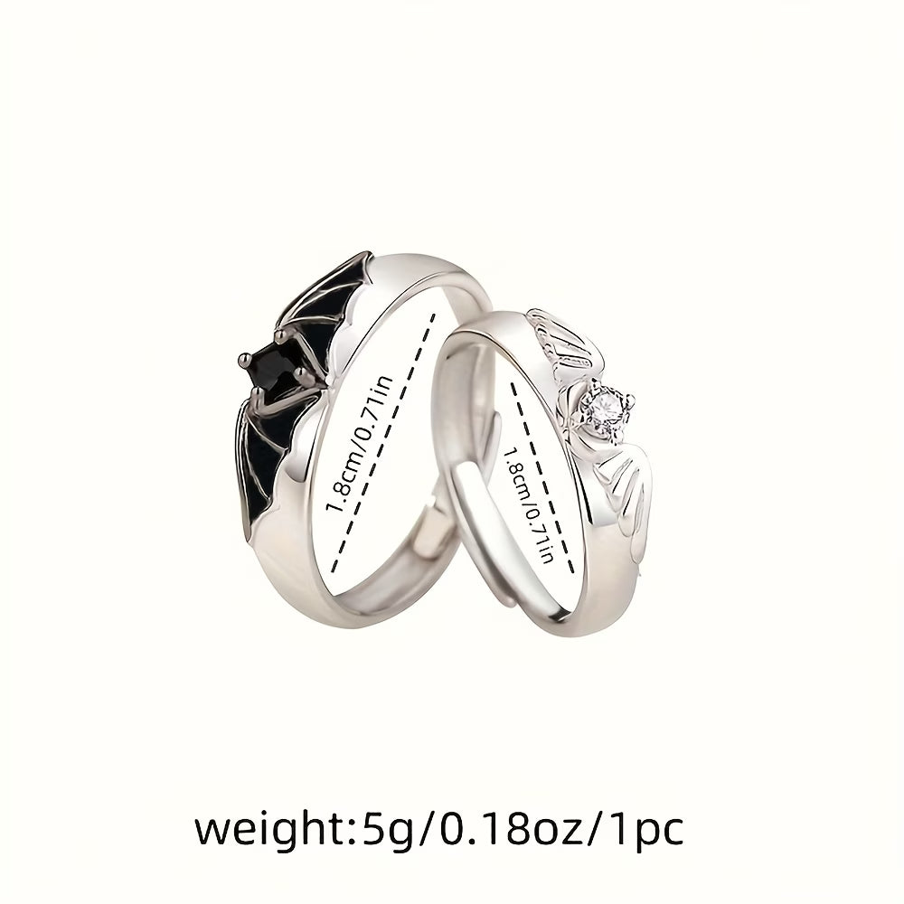 Demon & Angel Couple Rings Set – 2pcs Gothic Promise Rings