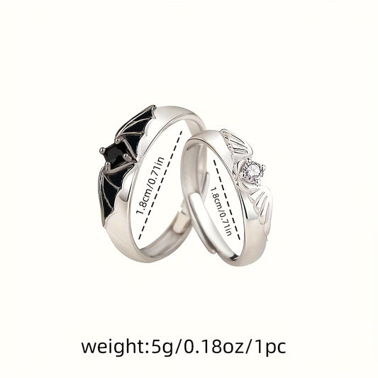 Demon & Angel Couple Rings Set – 2pcs Gothic Promise Rings