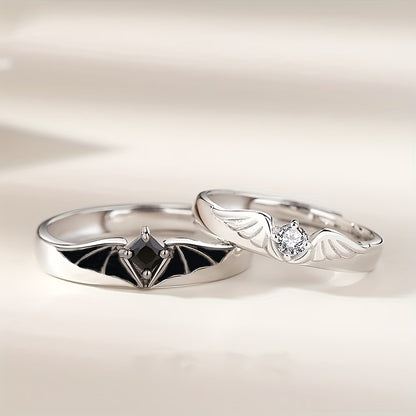 Demon & Angel Couple Rings Set – 2pcs Gothic Promise Rings