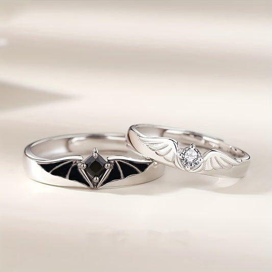Demon & Angel Couple Rings Set – 2pcs Gothic Promise Rings
