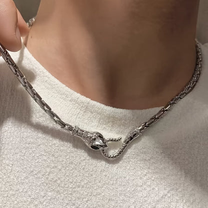 Unisex Red Serpent Pendant Necklace – Original Genderless Design